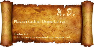 Macsicska Demetria névjegykártya